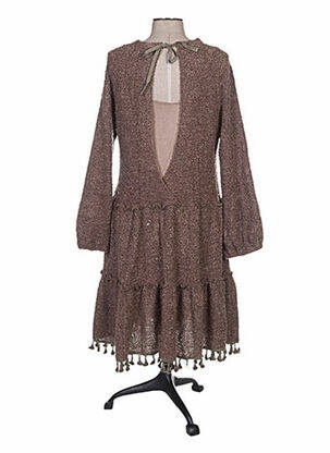 Rochie midi mâneci lungi mâneci lungi maro ZOE LA FEE femeie