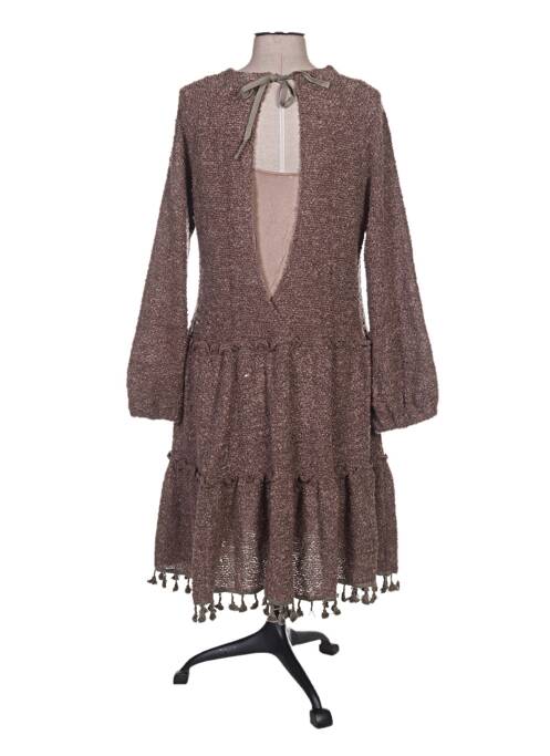 Rochie midi mâneci lungi mâneci lungi maro ZOE LA FEE femme