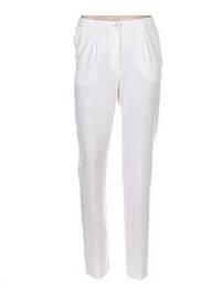 Pantalon drept închidere cu fermoar sub clapetă cu nasturi alb WEINBERG femme