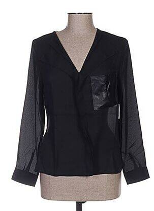 Bluză manșete cu nasturi și deschidere mâneci lungi negru BY MONSHOWROOM femeie