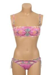 Costum de baie din două piese închidere cu legături de legat roz PIN UP femeie