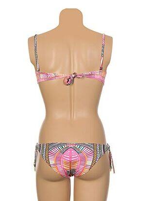 Costum de baie din două piese închidere cu legături de legat roz PIN UP femeie