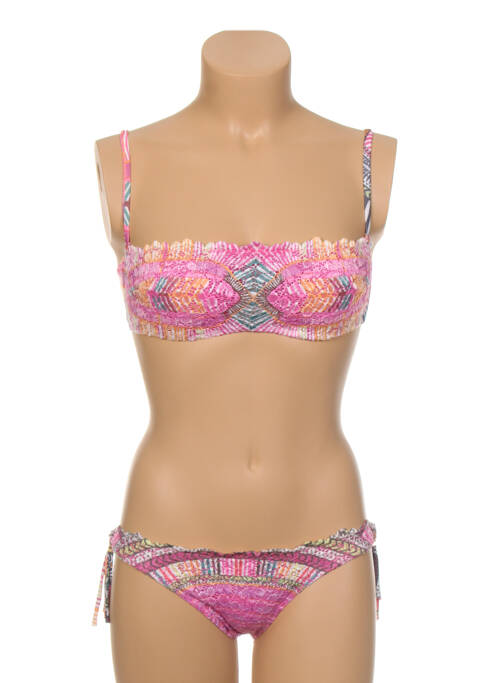 Costum de baie din două piese închidere cu legături de legat roz PIN UP femme