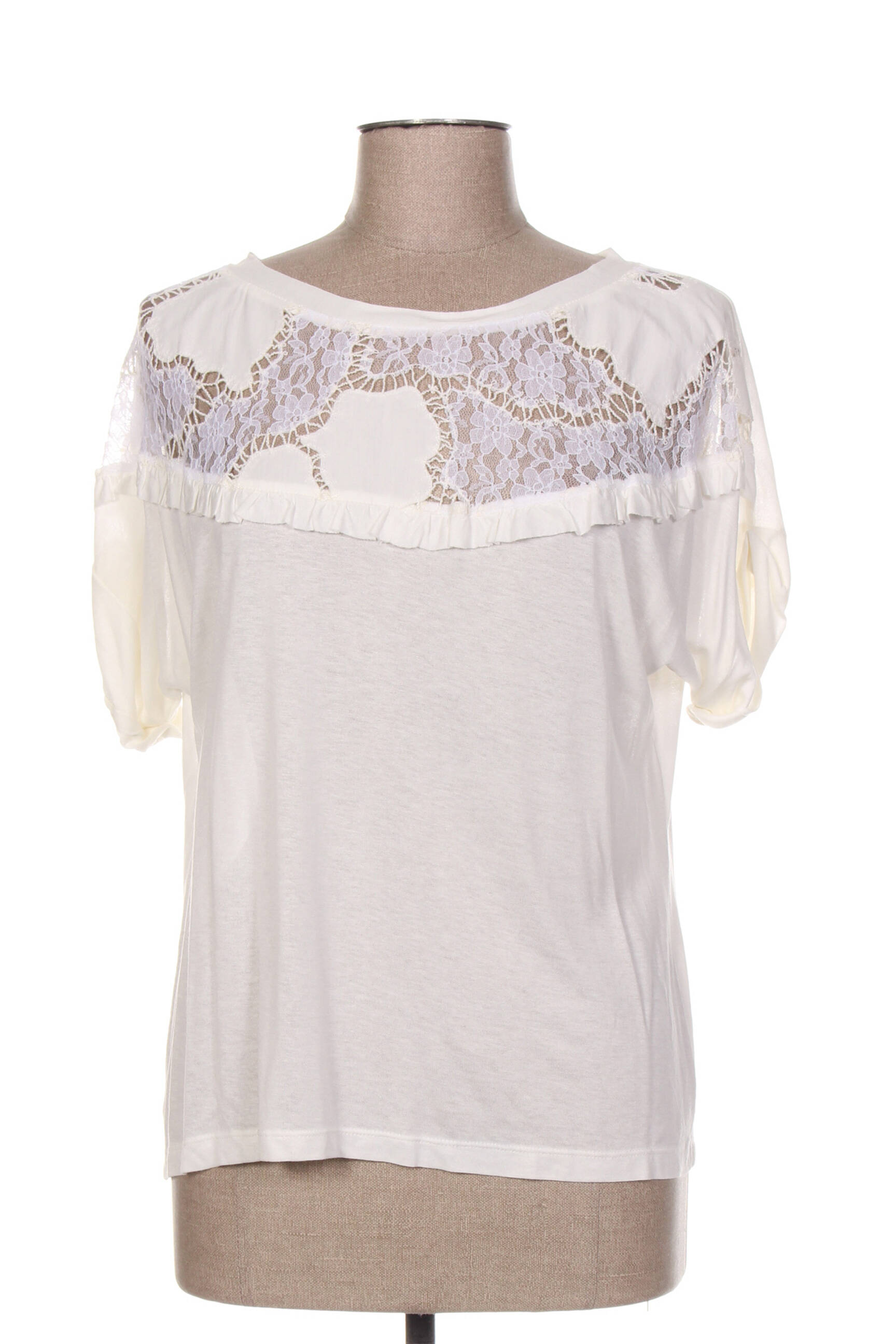 Tricou croială cambrată mâneci scurte alb VALERIE KHALFON femeie