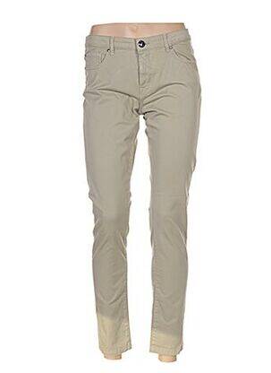 Pantalon 7/8 închidere cu fermoar sub clapetă cu nasturi talie joasă bej MENSI COLLEZIONE femeie