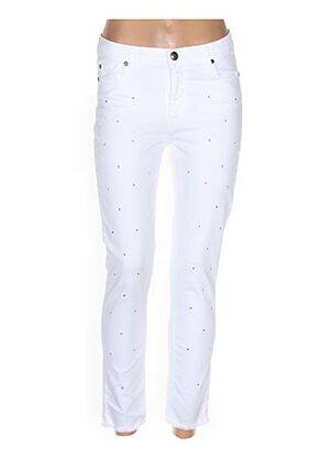 Pantalon 7/8 elasticitate talie joasă alb MENSI COLLEZIONE femeie