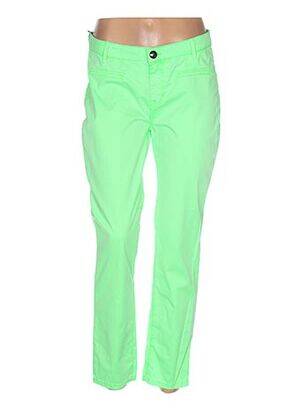 Pantalon 7/8 închidere cu fermoar sub clapetă cu nasturi talie joasă verde MENSI COLLEZIONE femeie