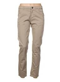 Pantalon drept închidere cu fermoar sub clapetă cu nasturi talie joasă bej MENSI COLLEZIONE femme