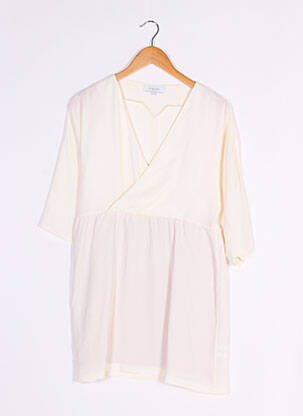 Rochie scurtă croială fluidă mâneci 3/4 alb MANSOR femeie