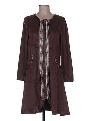 Rochie midi mâneci lungi mâneci lungi maro TENDANCE UNIQUE femeie