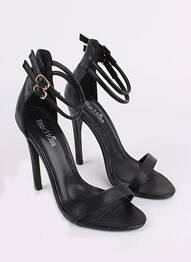Sandale/pantofi decupați material neted toc înalt de 10cm și mai mult negru RED KISS femme