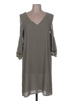Rochie midi croială fluidă mâneci scurte verde POUPÉE DE SOIE femeie