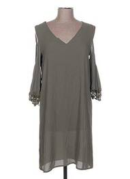 Rochie midi croială fluidă mâneci scurte verde POUPÉE DE SOIE femme