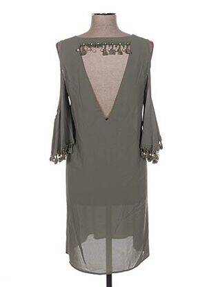 Rochie midi croială fluidă mâneci scurte verde POUPÉE DE SOIE femeie
