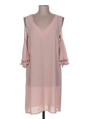 Rochie midi croială fluidă mâneci scurte roz POUPÉE DE SOIE femeie