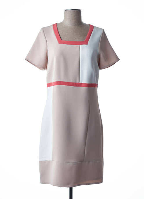 Rochie midi bej FRANCE RIVOIRE femeie