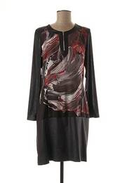 Rochie midi imprimeu fantezie mâneci lungi negru GUY DUBOUIS femme