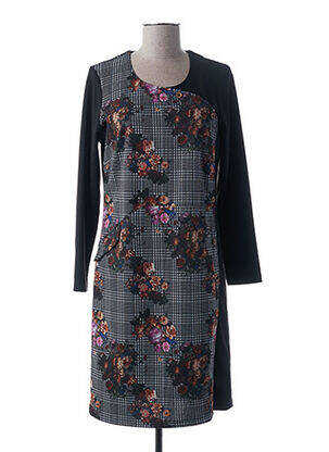 Rochie midi imprimeu floral mâneci lungi negru GUY DUBOUIS femeie