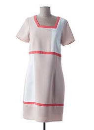 Rochie midi imprimeu fantezie mâneci scurte bej GUY DUBOUIS femme