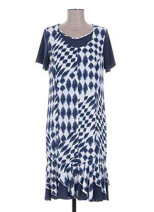 Rochie midi imprimeu fantezie mâneci scurte albastru FRANCE RIVOIRE femeie
