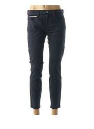 Pantalon 7/8 închidere cu fermoar sub clapetă cu nasturi talie joasă albastru COUTURIST femeie