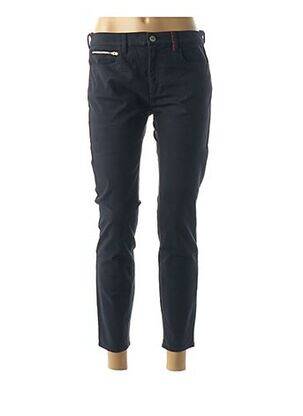 Pantalon 7/8 închidere cu fermoar sub clapetă cu nasturi talie joasă albastru COUTURIST femme