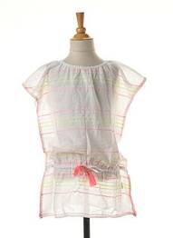 Rochie midi mâneci scurte mâneci scurte alb SUNUVA fată