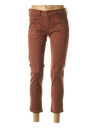 Pantalon 7/8 elasticitate talie joasă maro FIVE femeie