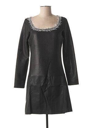 Rochie scurtă croială evazată mâneci lungi negru LO! LES FILLES femeie