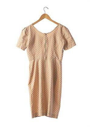 Rochie midi imprimeu fantezie mâneci scurte bej APOSTROPHE femeie