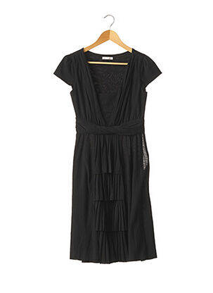Rochie pulover croială cambrată mâneci scurte negru PAULE KA femeie