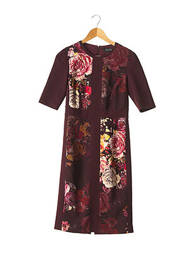 Rochie midi imprimeu floral mâneci 3/4 roșu RICKIE FREEMAN TERI JON femeie