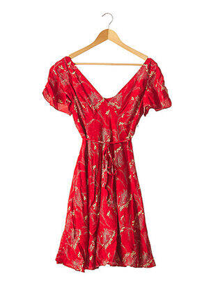 Rochie midi imprimeu floral mâneci scurte roșu COLLETTE femeie