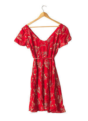 Rochie midi imprimeu floral mâneci scurte roșu COLLETTE femeie