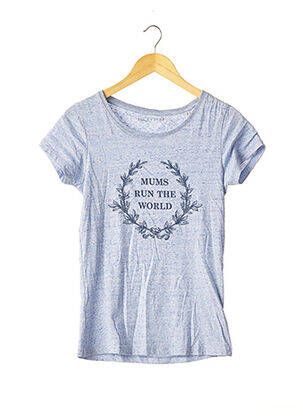 Tricou imprimeu fantezie mâneci scurte albastru LUCKY MUM femeie