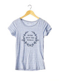 Tricou imprimeu fantezie mâneci scurte albastru LUCKY MUM femme