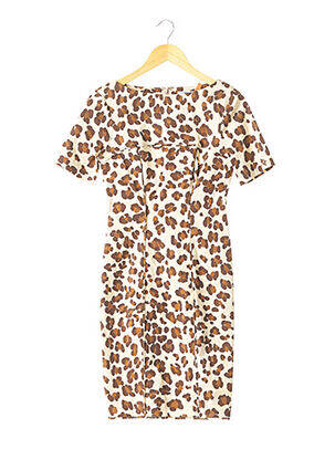 Rochie midi închidere cu fermoar la spate mâneci scurte bej BLUMARINE femeie
