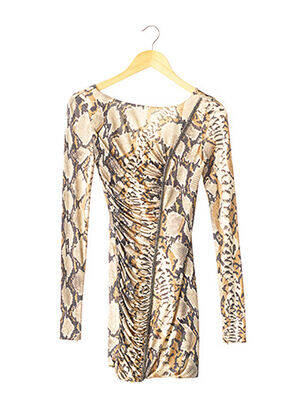 Rochie scurtă închidere cu fermoar la spate mâneci lungi bej BLUMARINE femme