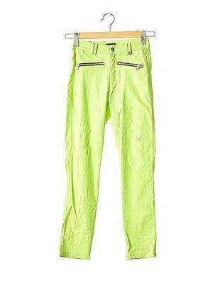 Pantalon slim țesătură poplin talie înaltă verde GOLFINO femeie