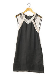 Rochie midi închidere cu fermoar la spate mâneci scurte negru RUE DU MAIL femeie