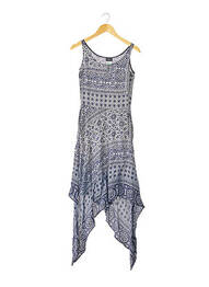 Rochie midi imprimeu fantezie fără mâneci albastru TRUSSARDI JEANS femeie