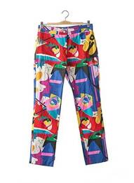 Pantalon drept țesătură poplin talie joasă albastru GIBO femeie