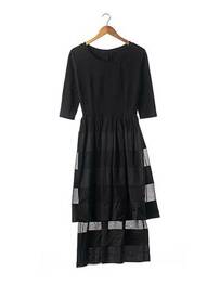 Rochie midi mâneci 3/4 mâneci 3/4 negru SANS MARQUE femme