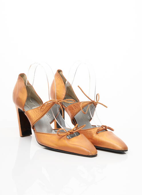 Pantofi cu toc țesătură satinată toc de 7 la 9 cm portocaliu CHRISTIAN LACROIX femme