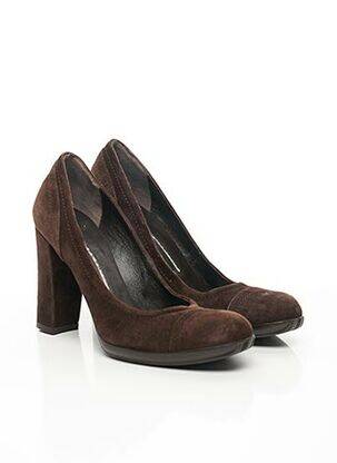 Pantofi cu toc material neted toc de 7 la 9 cm maro R&RENZI femeie
