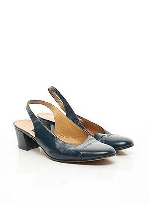 Pantofi cu toc material neted toc de 4 la 6 cm albastru CORALIE femeie