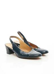 Pantofi cu toc material neted toc de 4 la 6 cm albastru CORALIE femme