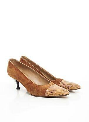Pantofi cu toc nubuc toc de 4 la 6 cm maro JET SET femeie