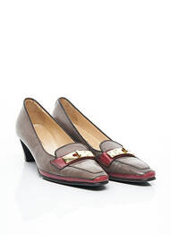Pantofi cu toc talpă exterioară din piele toc de 4 la 6 cm gri MARETTO femeie