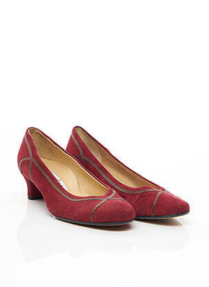 Pantofi cu toc material neted toc de 4 la 6 cm roșu JEAN THIOT femeie